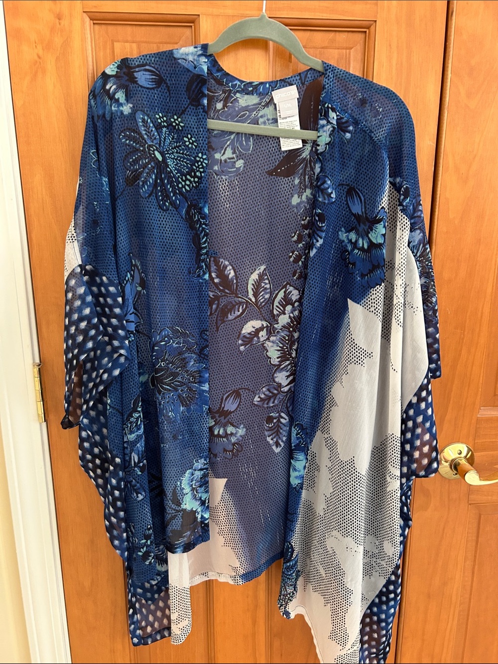 Blue Floral Kimono Cardigan - Unbranded